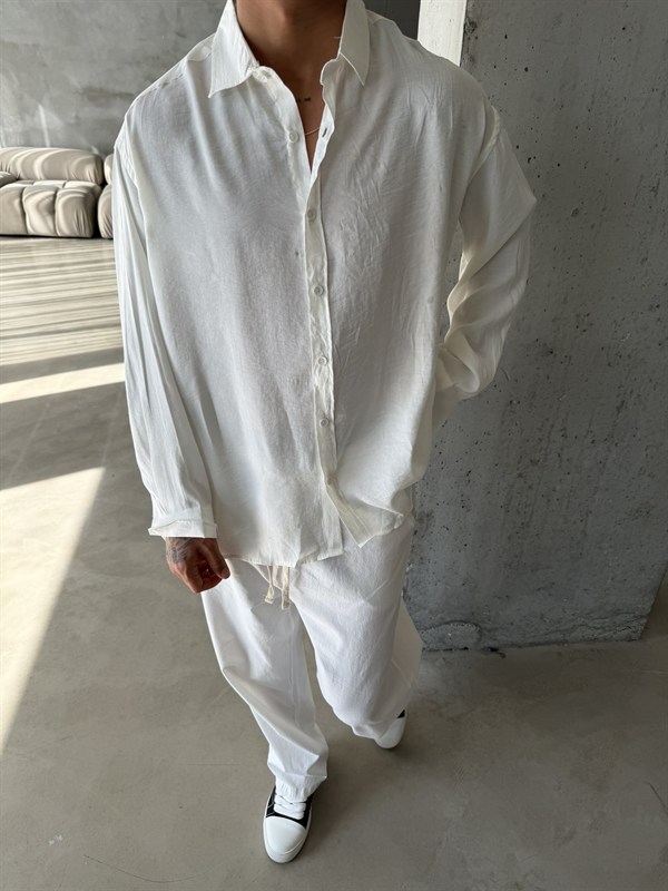 Modal Kumaş Basic Gömlek - Beyaz