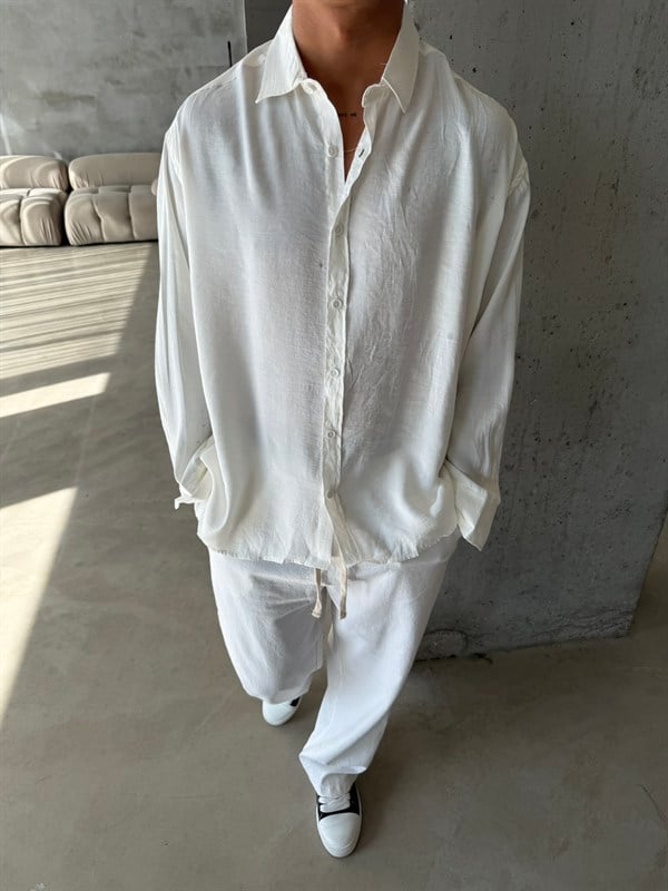 Modal Kumaş Basic Gömlek - Beyaz