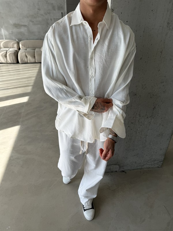 Modal Kumaş Basic Gömlek - Beyaz