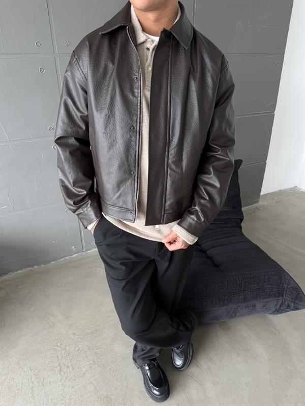 Modern Fit Deri Ceket - Kahve