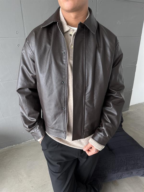 Modern Fit Deri Ceket - Kahve