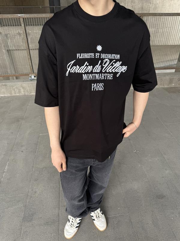 Montmatre Nakış Detaylı Oversize T-Shirt - Siyah