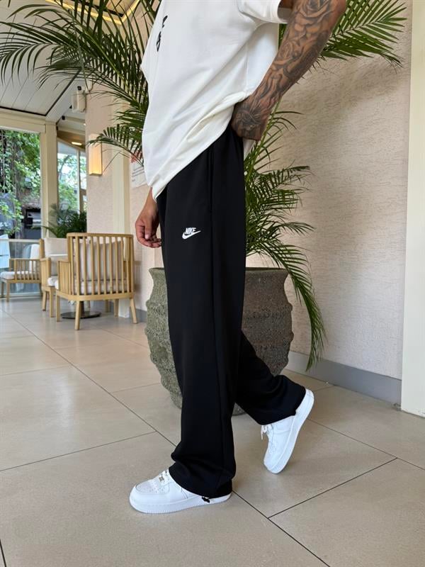 Nakışlı Basic Baggy Eşofman - Siyah