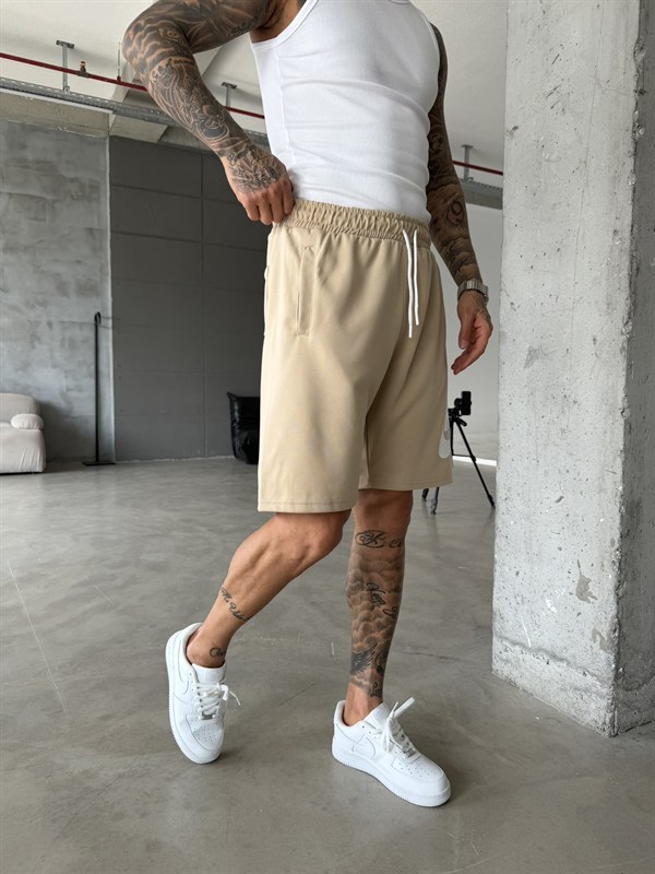 NK Büyük Baskılı Şort - Bej