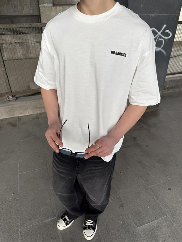 No Barier Oversize T-Shirt - Beyaz
