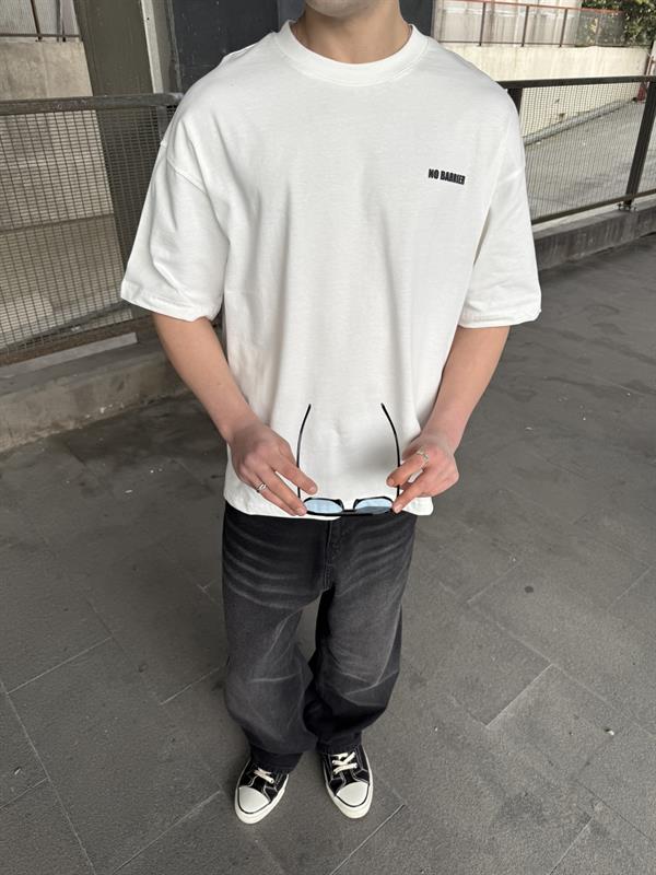 No Barier Oversize T-Shirt - Beyaz
