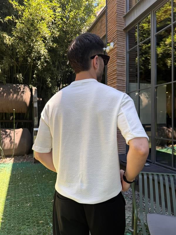 Old Money Basic Nakışlı T-Shirt - Beyaz