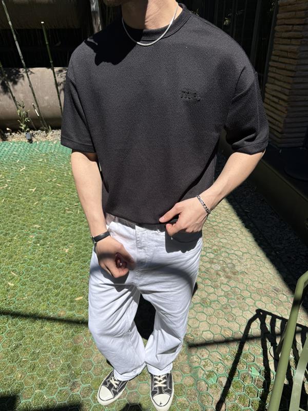 Old Money Basic Nakışlı T-Shirt - Siyah