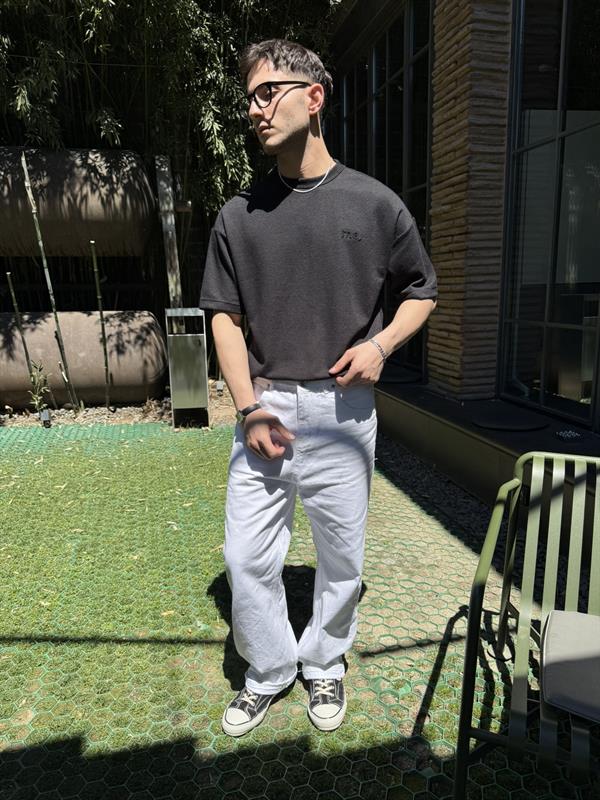 Old Money Basic Nakışlı T-Shirt - Siyah