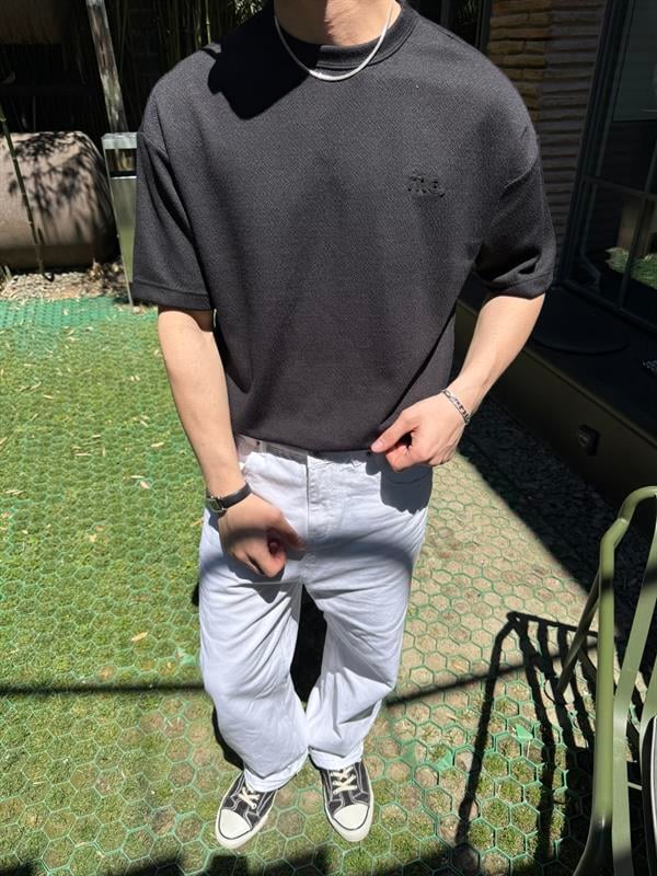 Old Money Basic Nakışlı T-Shirt - Siyah