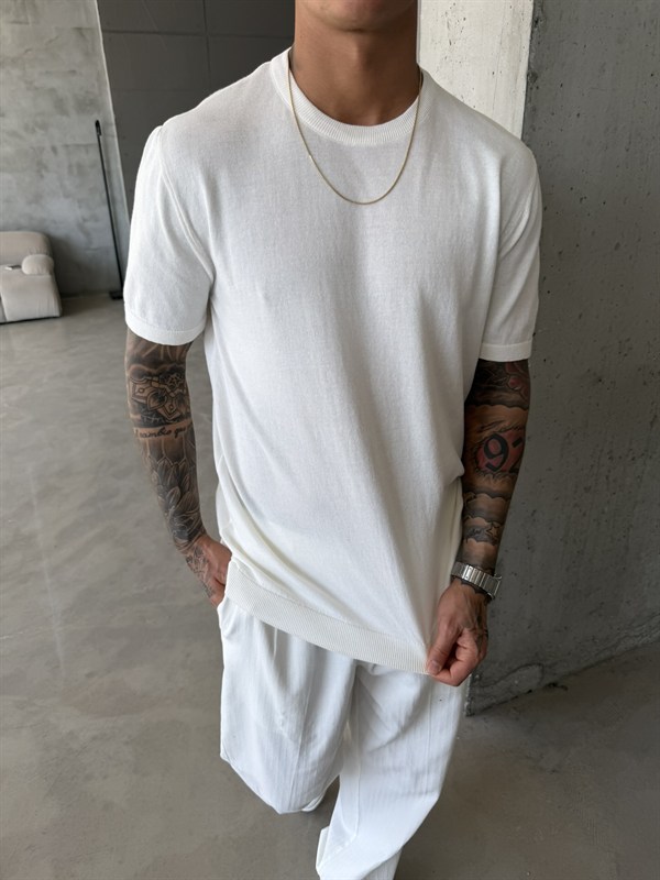 Old Money Basic Triko T-Shirt - Beyaz