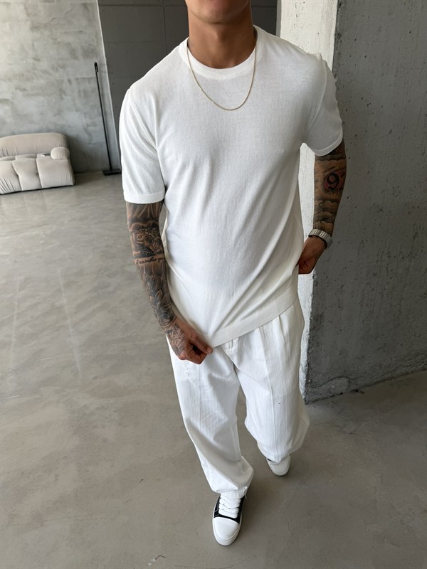 Old Money Basic Triko T-Shirt - Beyaz