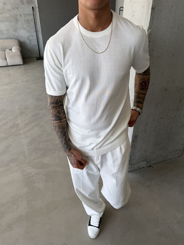 Old Money Basic Triko T-Shirt - Beyaz