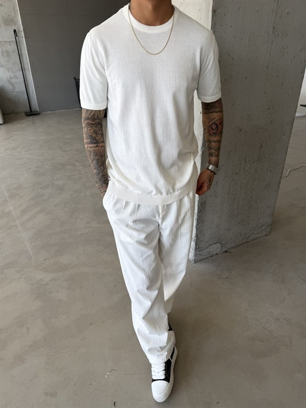 Old Money Basic Triko T-Shirt - Beyaz