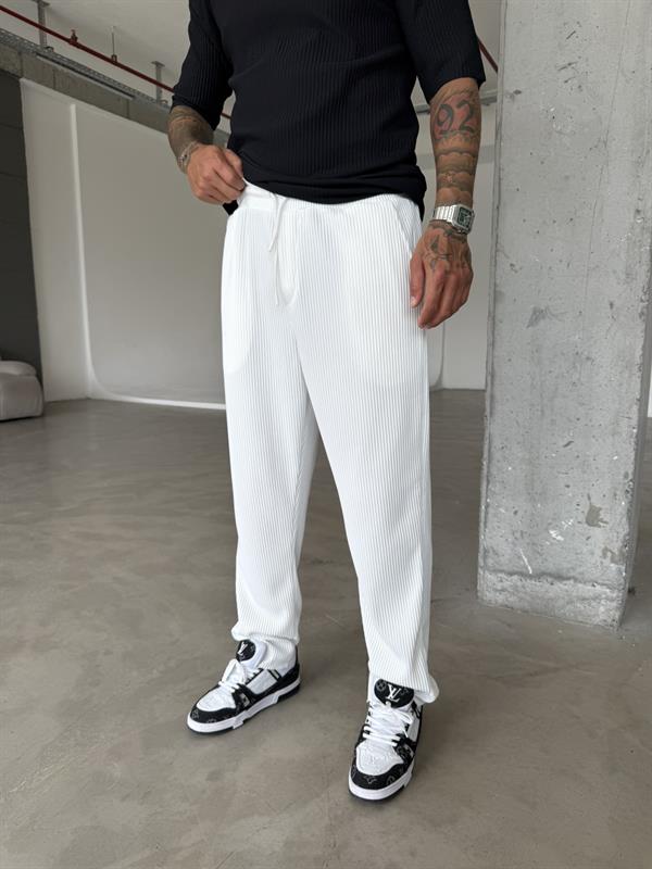 Old Money Fitilli Ekru Baggy Pantolon - Ekru