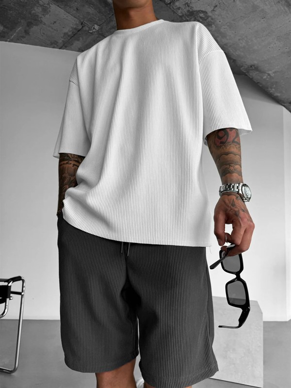 Old Money Fitilli T-Shirt - Beyaz