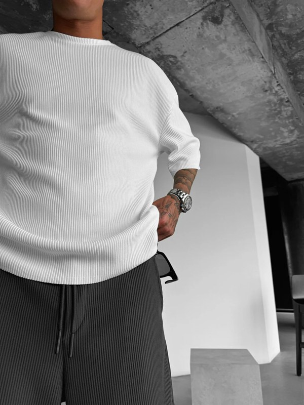 Old Money Fitilli T-Shirt - Beyaz