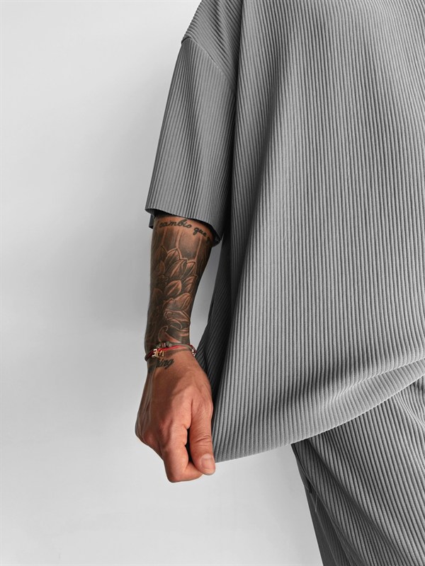 Old Money Fitilli T-Shirt - Gri