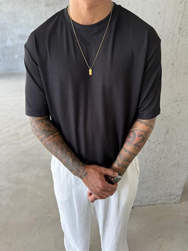 Old Money Ottoman Kumaş Basic T-Shirt - Siyah