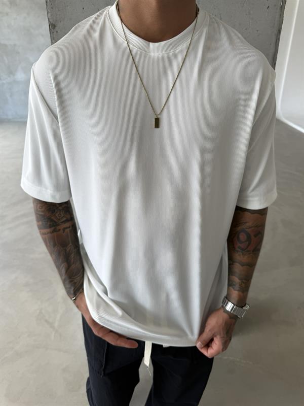 Old Money Ottoman Kumaş Basic T-Shirt - Beyaz