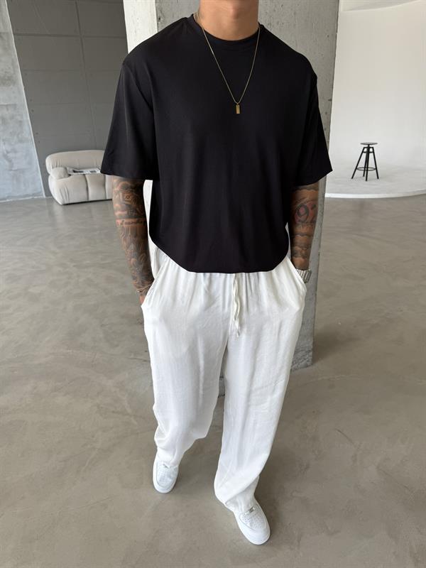 Old Money Ottoman Kumaş Basic T-Shirt - Siyah