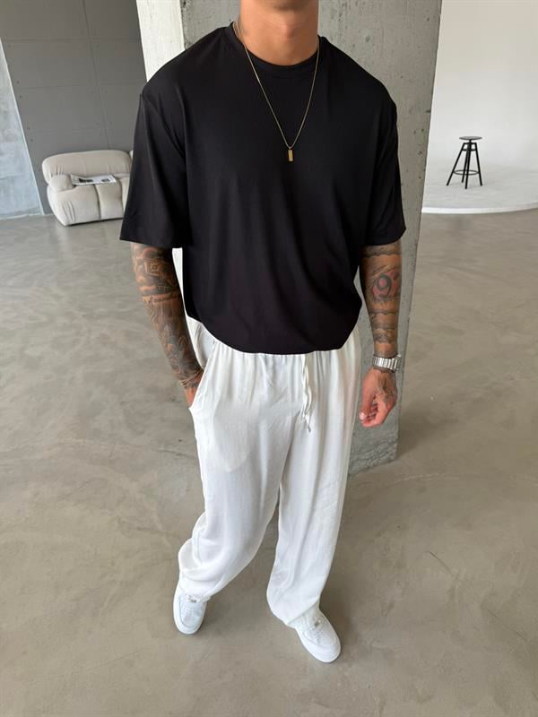 Old Money Ottoman Kumaş Basic T-Shirt - Siyah