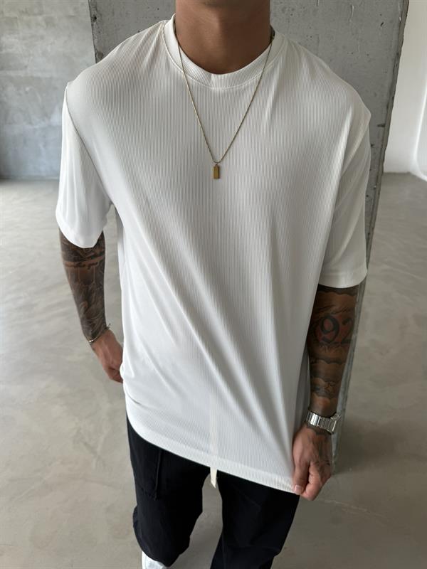 Old Money Ottoman Kumaş Basic T-Shirt - Beyaz