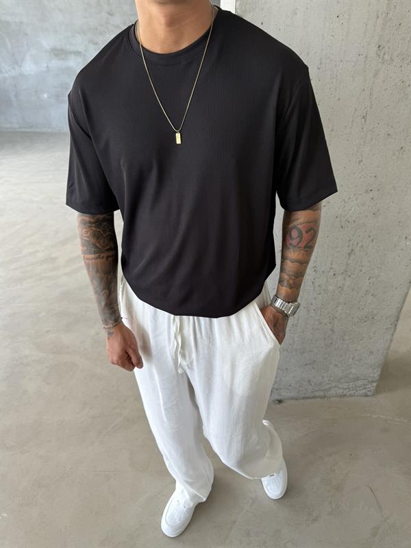 Old Money Ottoman Kumaş Basic T-Shirt - Siyah