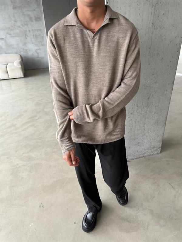 Old Money Pat Yaka Polo Yaka Uzun Kol - Kahve