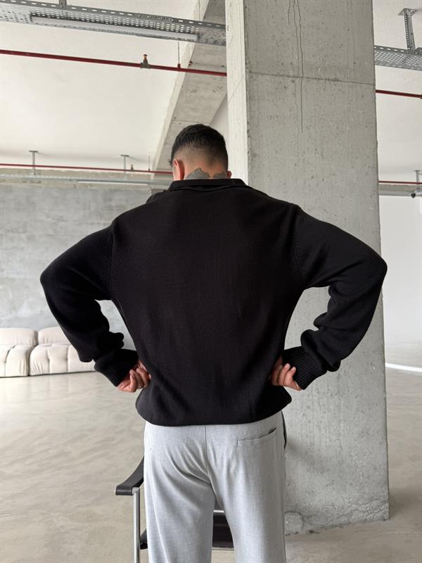 Old Money Pat Yaka Polo Yaka Uzun Kol - Siyah