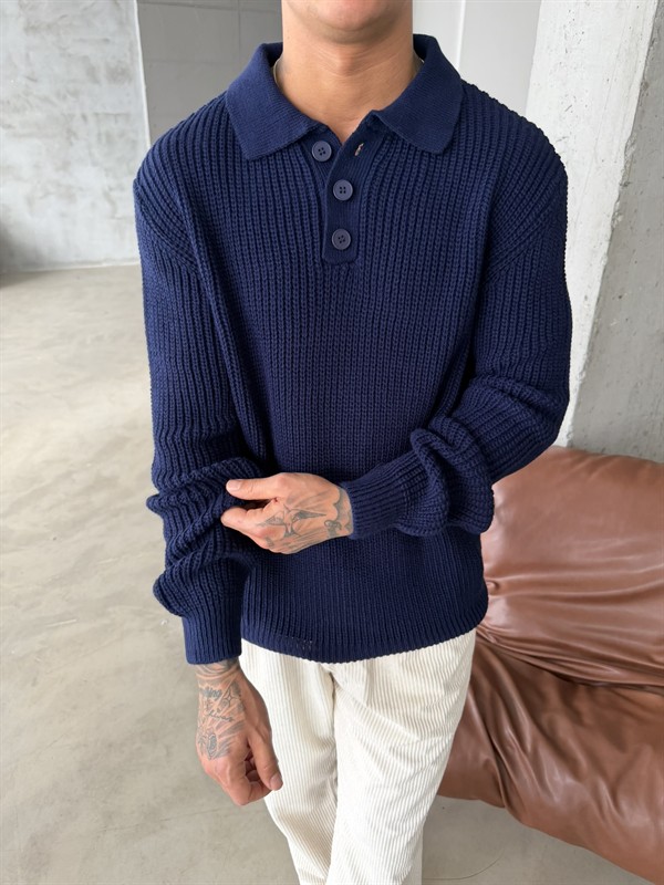 Old Money Polo Triko Kazak - Lacivert