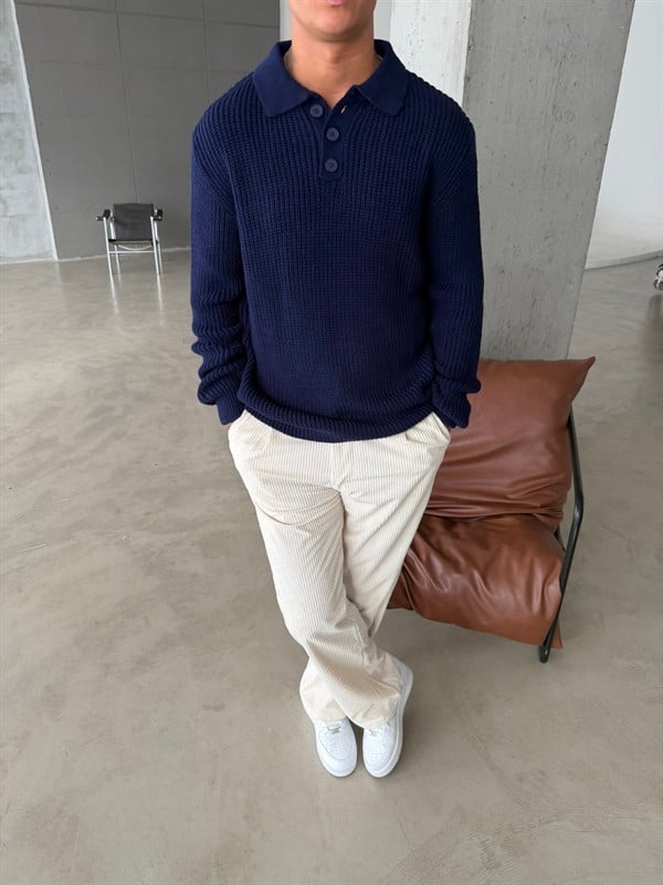 Old Money Polo Triko Kazak - Lacivert