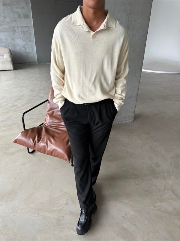 Old Money Polo Yaka Uzun Kol - Bej