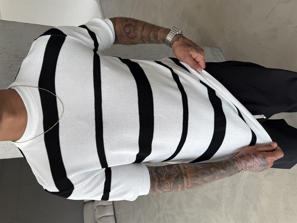 Old Money Regular Cizgili T-Shirt - Beyaz