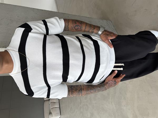 Old Money Regular Cizgili T-Shirt - Beyaz