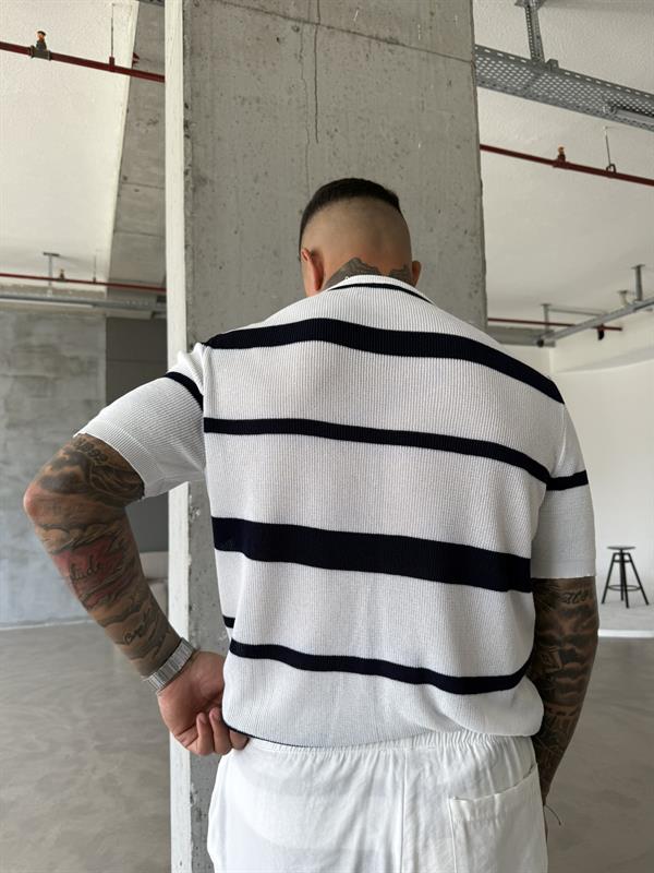 Old Money Regular Cizgili T-Shirt - Lacivert