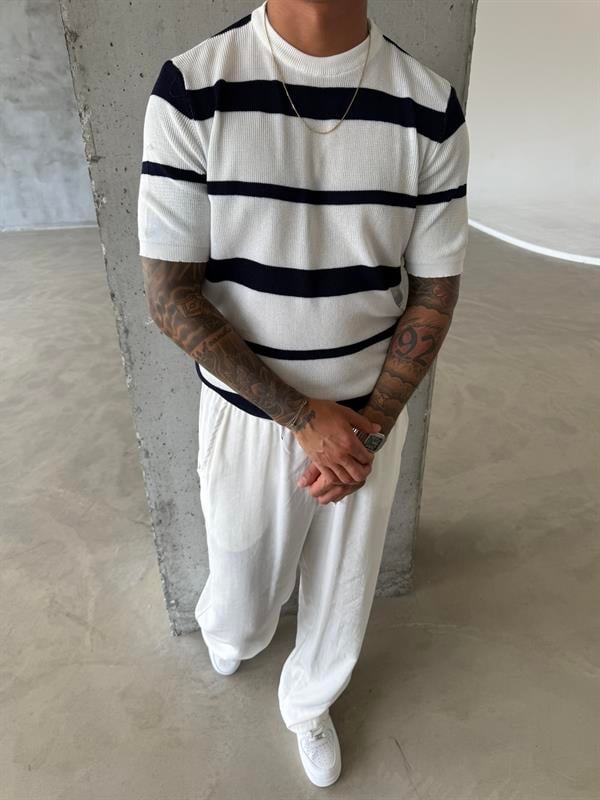 Old Money Regular Cizgili T-Shirt - Lacivert