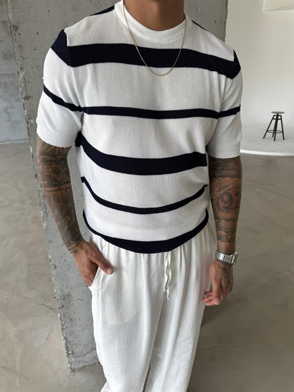 Old Money Regular Cizgili T-Shirt - Lacivert