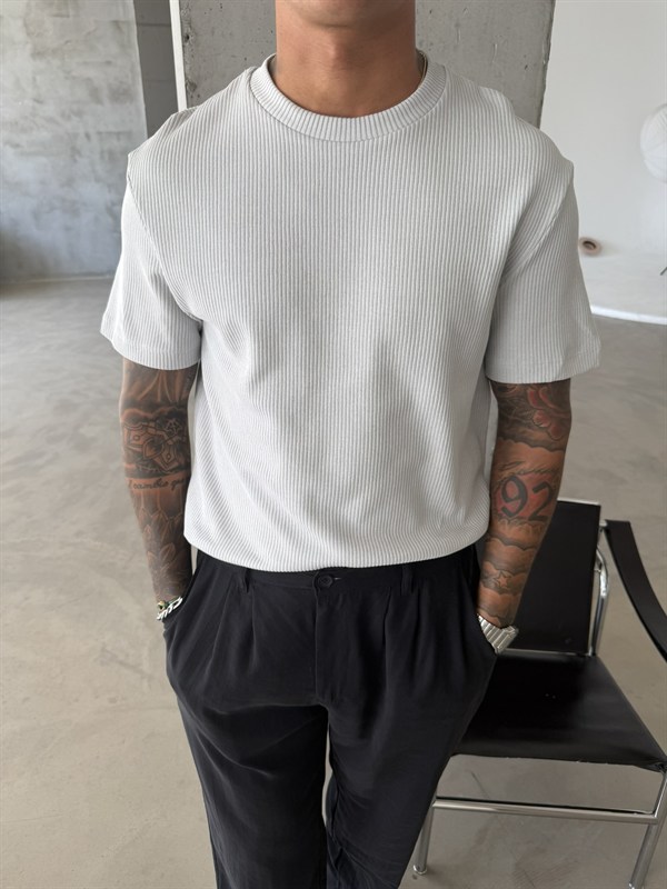 Old Money Triko Basic T-Shirt - Gri
