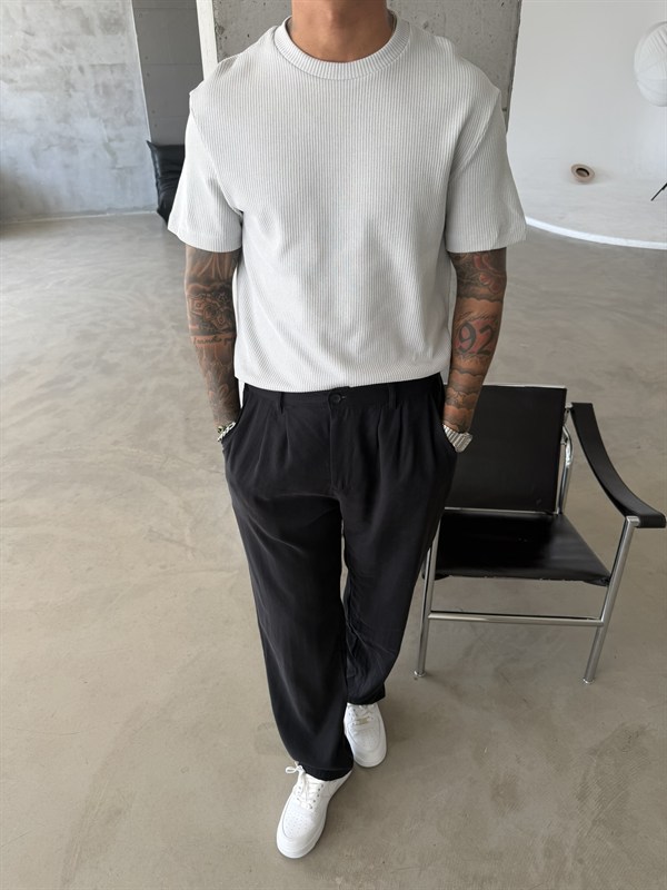 Old Money Triko Basic T-Shirt - Gri