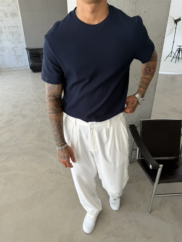 Old Money Triko Basic T-Shirt - Lacivert