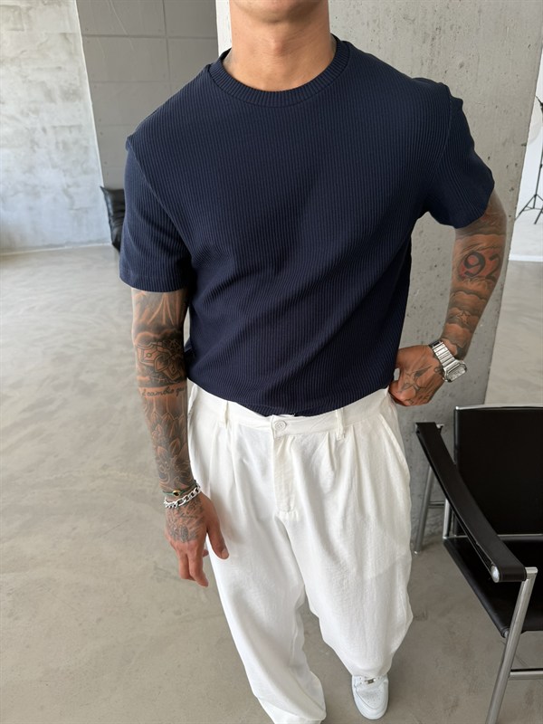 Old Money Triko Basic T-Shirt - Lacivert