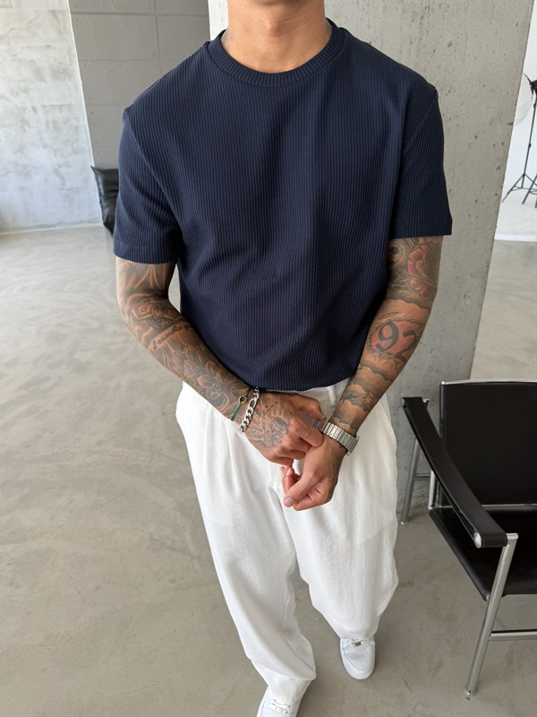Old Money Triko Basic T-Shirt - Lacivert
