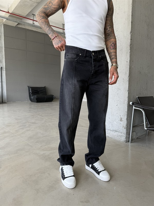 Ön Şerit Detaylı Baggy Pantolon - Antrasit