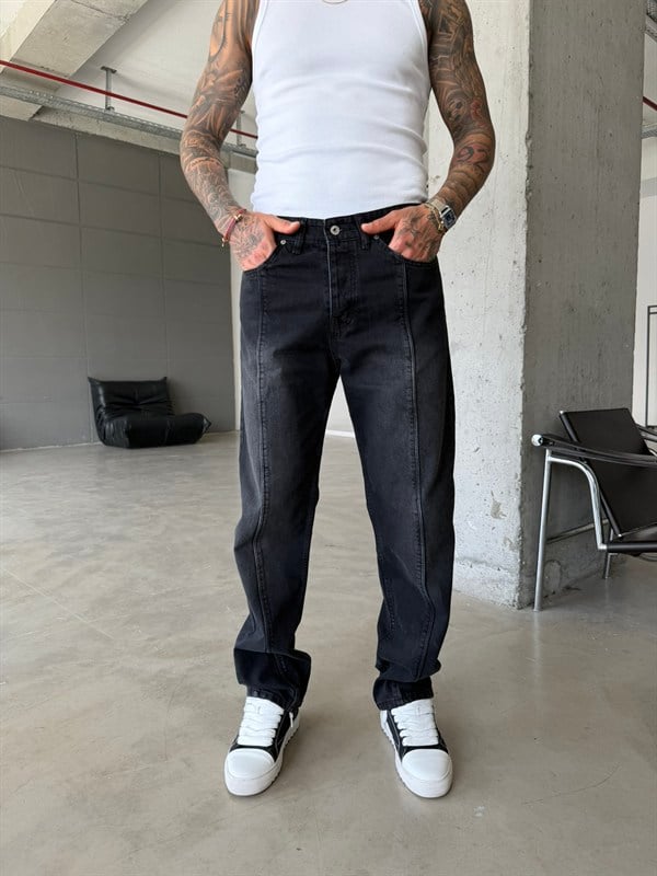 Ön Şerit Detaylı Baggy Pantolon - Antrasit
