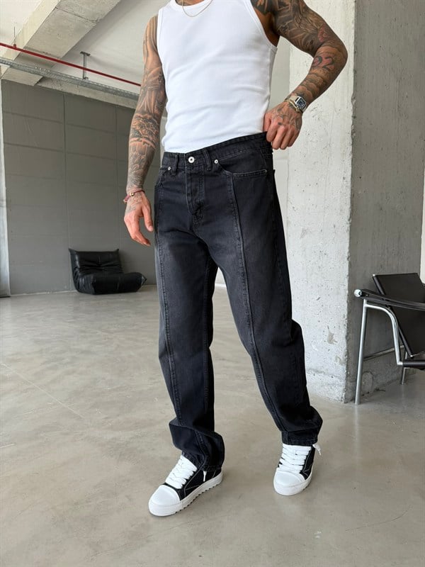 Ön Şerit Detaylı Baggy Pantolon - Antrasit