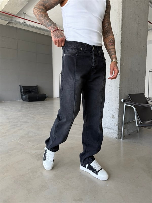 Ön Şerit Detaylı Baggy Pantolon - Antrasit