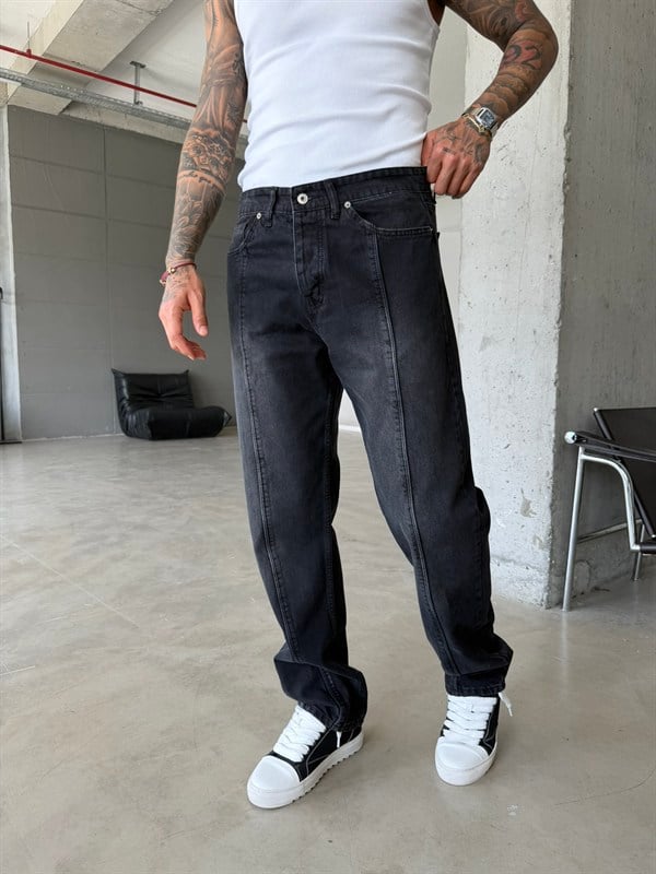 Ön Şerit Detaylı Baggy Pantolon - Antrasit