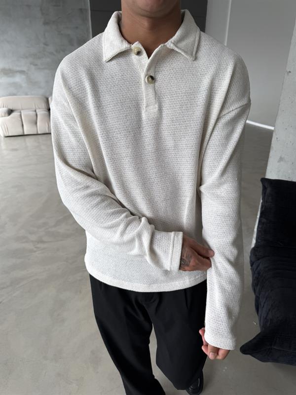 Örme Triko Polo Yaka - Beyaz