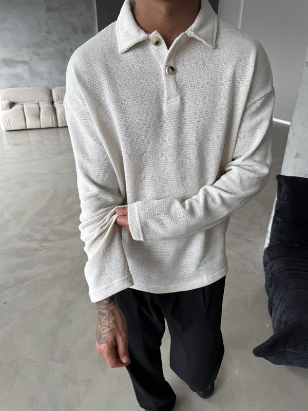 Örme Triko Polo Yaka - Beyaz